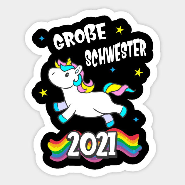 Große Schwester 2021 Einhorn Geschwister Mädchen Sticker by Foxxy Merch